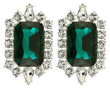 British Crown of India Emerald Crystal Clip On Earrings - TimeLine Gifts
