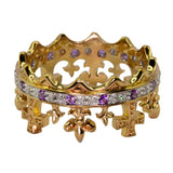 Prince of Wales 1911 Crown Ring with Diamonds and Amethysts