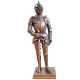 Statue of a knight in armor on a white background