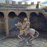 16th Century mounted knight with themed background