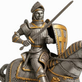 Metal Knight Statue - Knight With Armoured Horse