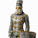 Metal Knight Statue - 13th Century Lion Crested Knight