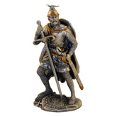 Statue of a warrior in armor holding a sword on a white background