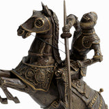 Bronzed Knight Statue - Mounted Tournament Knight Rearing