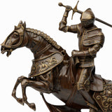 Bronzed Knight Statue - Mounted Knight with Sword