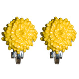 November Chrysanthemum Birth Flower Clip-On Earrings - TimeLine Gifts
