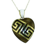 Sliver Heart Locket Gold-toned Brown Enamel - TimeLine Gifts