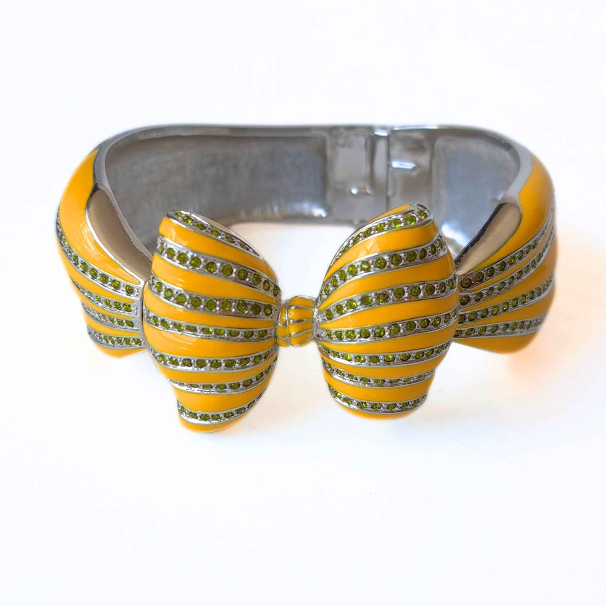 Bow Yellow Enamel and Crystal Bangle 