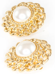 Rope and Faux Pearl Clip On Earrings