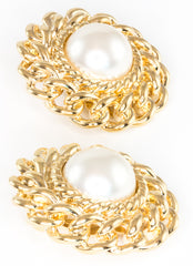 Rope and Faux Pearl Clip On Earrings