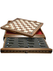 Backgammon & Chess Board with Storage Drawer