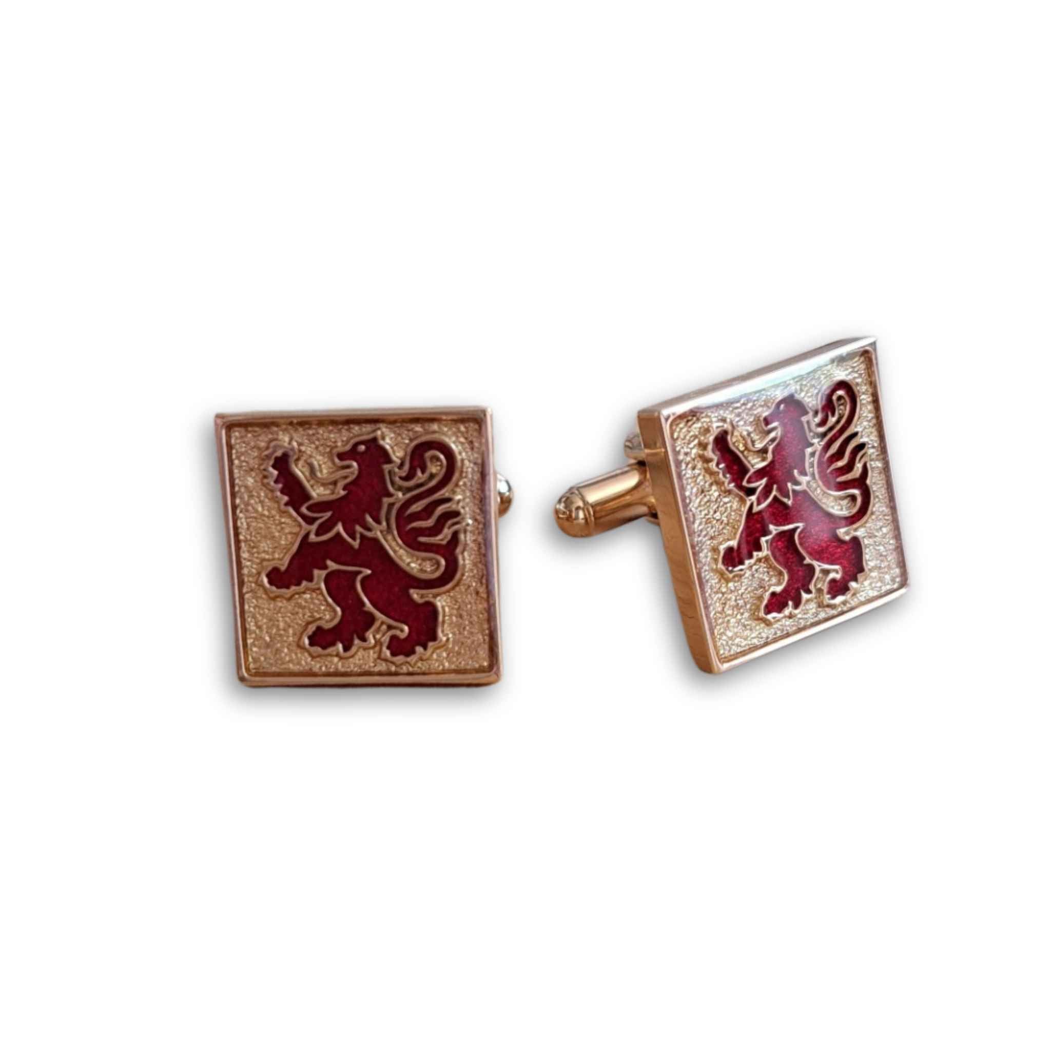 Lion Rampant Red and Gold Cufflinks