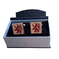 Lion Rampant Red and Gold Cufflinks boxed