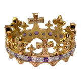 Prince of Wales 1911 Crown Ring with Diamonds and Amethysts