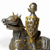 Metal Knight Statue - 16th Century Mounted Knight