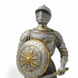 Metal Knight Statue - 15th Century Flail & Shield Knight