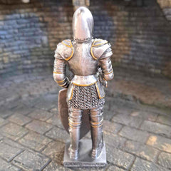 Knight with sword and shield metal knight model back view