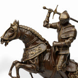 Bronzed Knight Statue - Mounted Knight with Sword