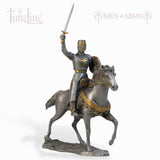 Metal Knight Statue - Mounted Knight with Lion Shield
