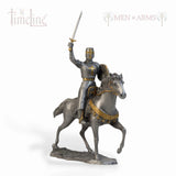 Metal Knight Statue - Mounted Knight with Lion Shield
