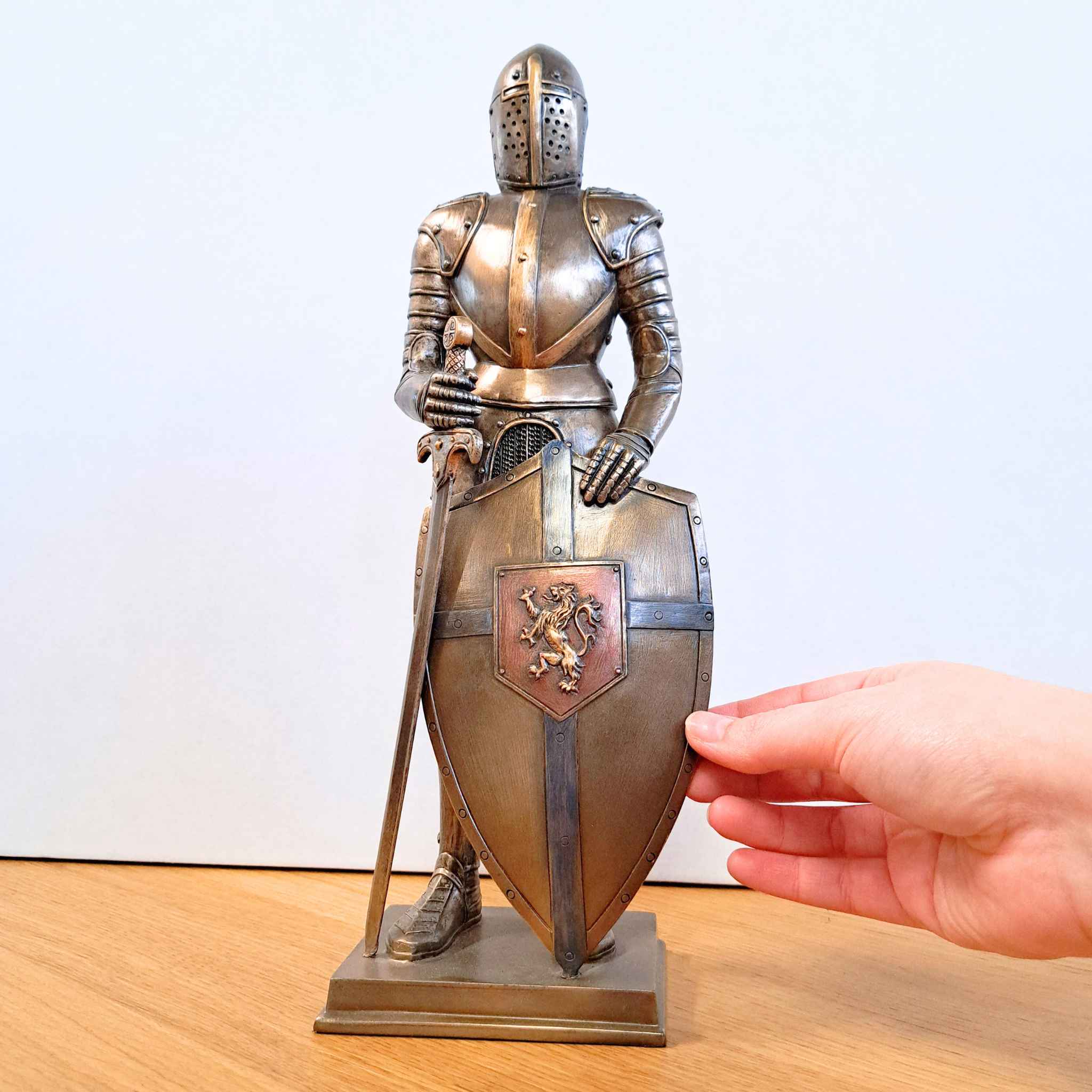 Knight Rampant Bronzed Knight Statue - Lion Rampant Knight – TimeLine Gifts