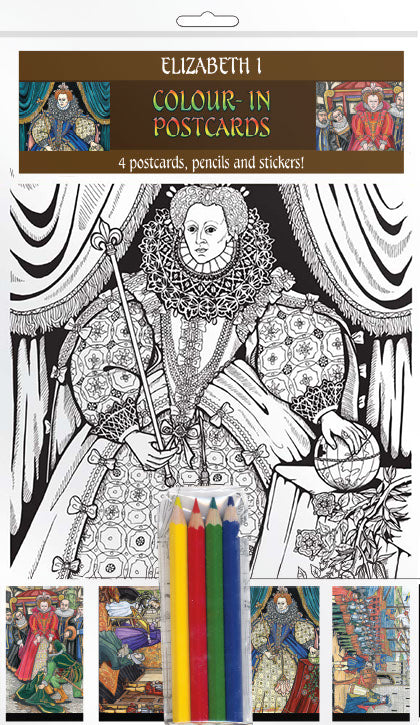 Elizabeth I - A5 Colour-in Postcards - TimeLine Gifts