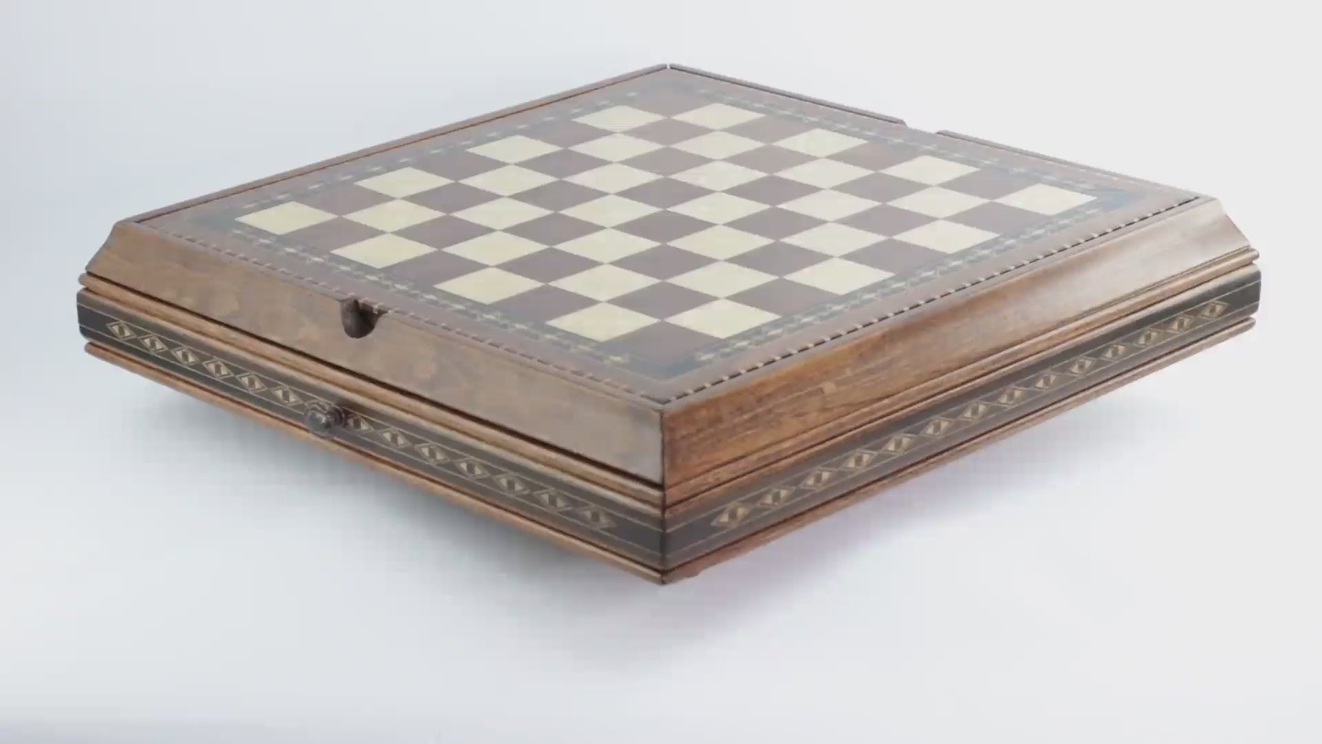 Backgammon & Chess Board with Storage Drawer