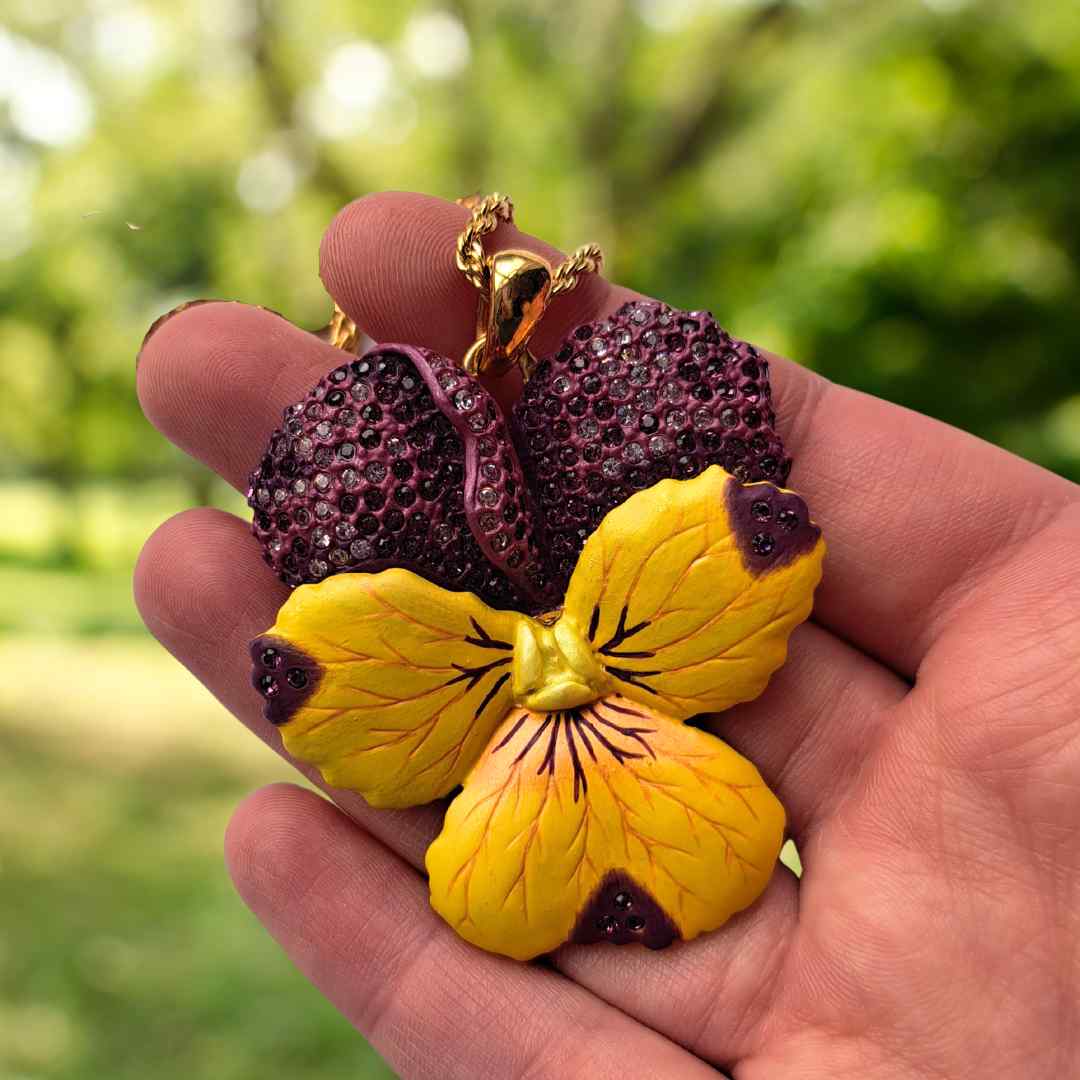 Violet Flower Pendant (Large) - February Birth Flower Necklace - TimeLine Gifts