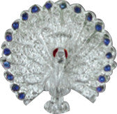 Pewter Gem Badge Pin - Victorian Peacock