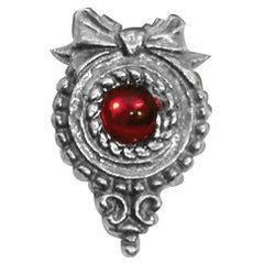 Pewter Gem Badge Pin - Victorian Bow