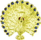 Gold Gem Badge Pin - Victorian Peacock