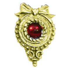 Gold Gem Badge Pin - Victorian Bow