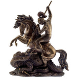 Bronzed Knight Statue - St George Mounted Vs The Dragon