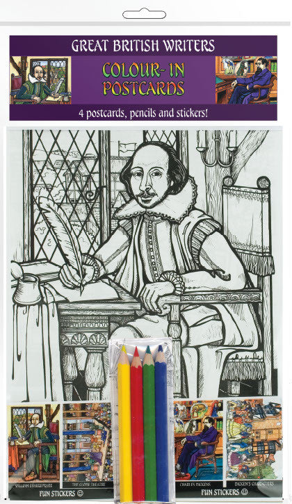 Great British Writers - A5 Colour-in Postcards - TimeLine Gifts