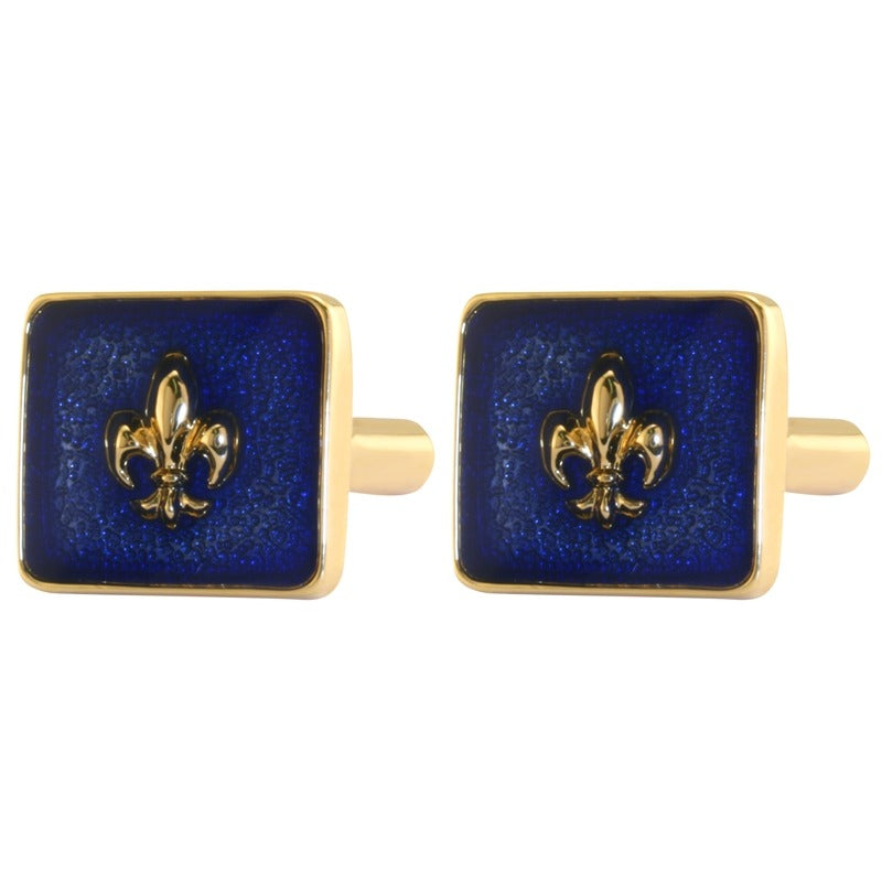 Blue Enamelled Fleur Cufflinks - TimeLine Gifts