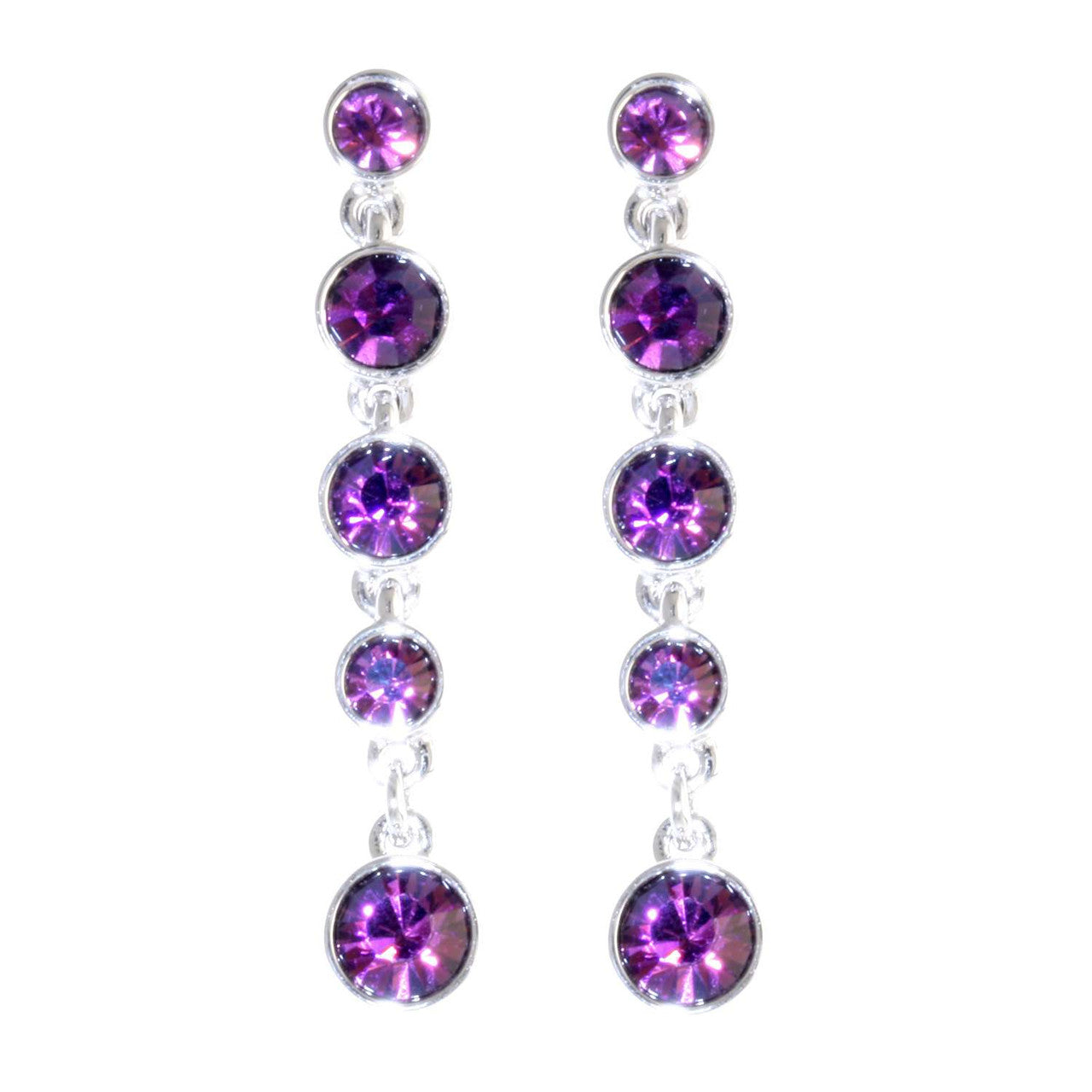 Crystal Fringe Tiara Earrings - Amethyst - TimeLine Gifts