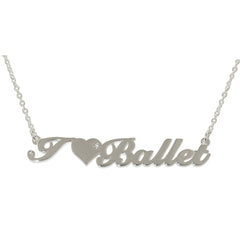 "I Love Ballet" Pendant Polished Silver-toned - TimeLine Gifts