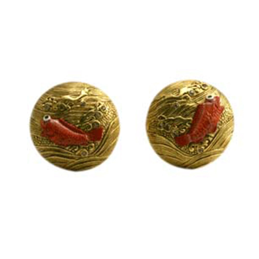 Japanese Inro Fish Clip Earrings - TimeLine Gifts