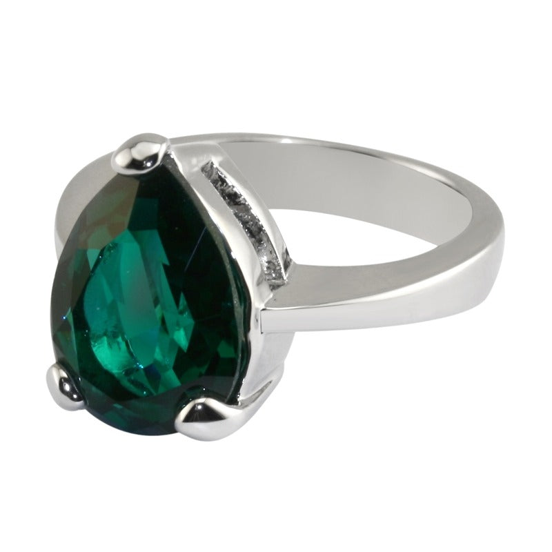 Queen Victoria's Emerald Crystal Collet Drop Ring - TimeLine Gifts