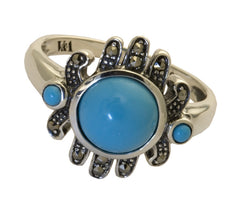 Silver Art Deco Turquoise Ring - TimeLine Gifts