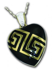 Silver Heart Locket Gold-toned Black Enamel - TimeLine Gifts