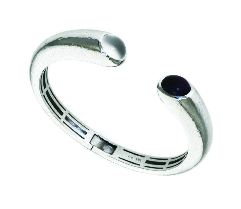 Silver Moonstone and Amethyst Crimea Bangle - TimeLine Gifts